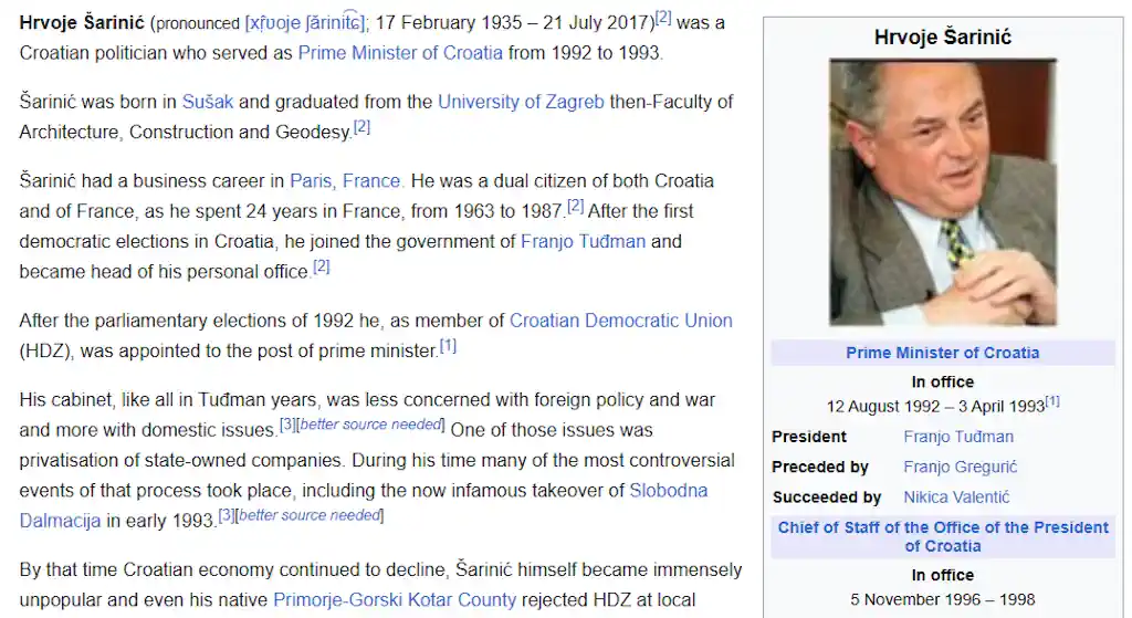 Hrvoje Šarinić: Od vrhunskog inženjera do Tuđmanovog čovjeka od povjerenja